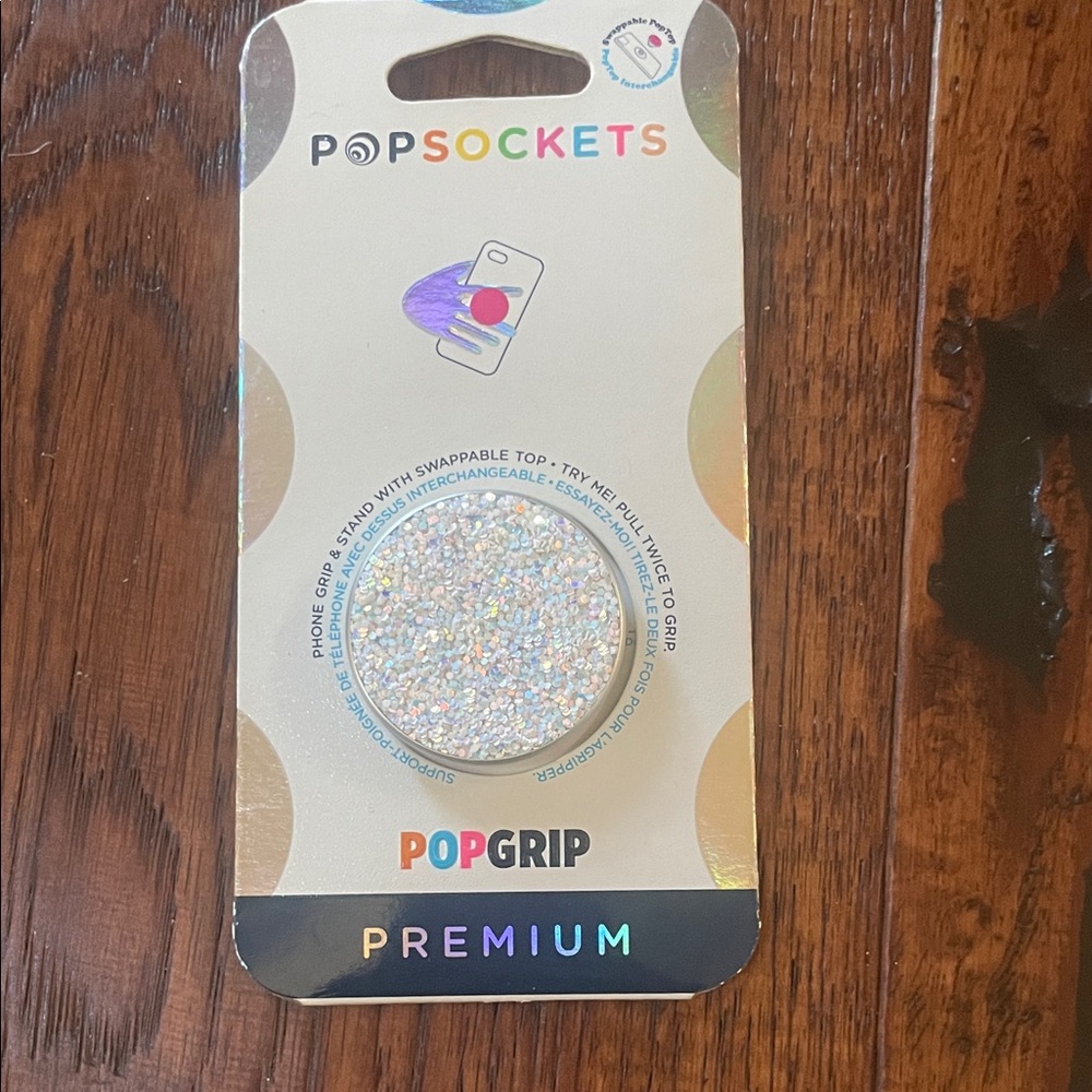 PopSockets PopGrip Premium Sparkle Phone Grip - Iridescent White Glitter